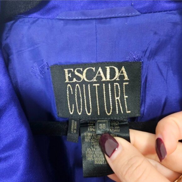 VTG ESCADA Couture Purple Hourglass Blazer Sz 8 Party Event Vintage - Picture 3 of 12